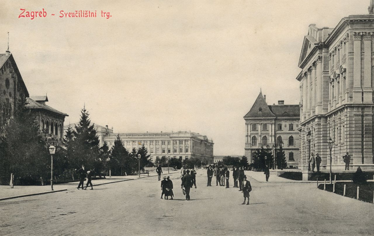 Sveučilišni trg (današnji Trg Republike Hrvatske), oko 1910. godine